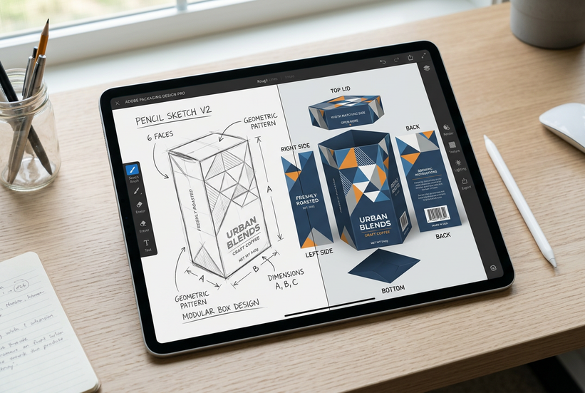 Creative design sketch to 3D on iPad